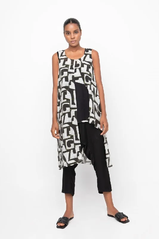 Puzzle Pattern Asymmetrical Tunic | Take 30% Off